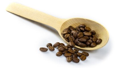 image of coffee beans on a spoon close-up