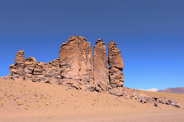 Fototapeta na wymiar volcanic rock formations In La Cantera de Pacana, Los Andes Chi