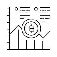 growth bitcoin rate ico line icon vector illustration