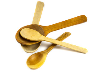 isolated image of wooden spoons close-up