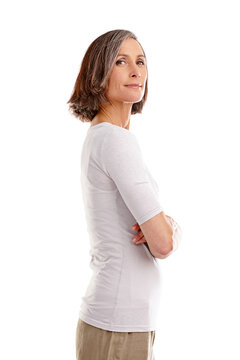 Self-assurance personified. Cropped studio portrait of an attractive mature woman in casualwear.