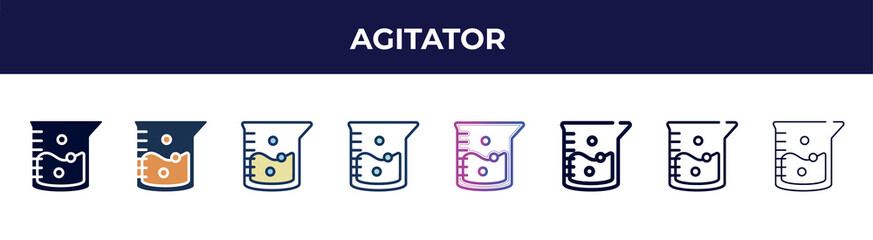 agitator icon in 8 styles. line, filled, glyph, thin outline, colorful, stroke and gradient styles, agitator vector sign. symbol, logo illustration. different style icons set.
