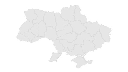 Detailed map of Ukraine and the Crimean peninsula with regions on a white background.
