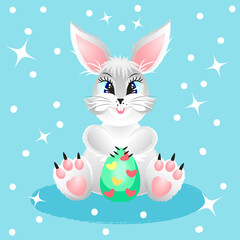 Cute Easter bunny with egg.Illustration in vector.