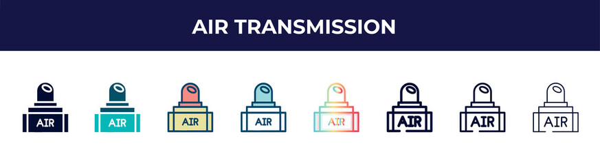 air transmission icon in 8 styles. line, filled, glyph, thin outline, colorful, stroke and gradient styles, air transmission vector sign. symbol, logo illustration. different style icons set.