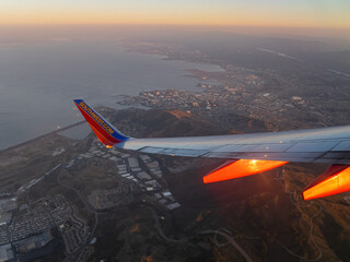 Sunset aerial view of the San Francisco Bay and cityscape