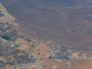 Aerial view of the Nellis US Air Force Base and cityscape