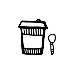 Coffee paper cup vector illustration with spoon