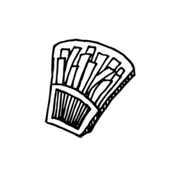 French fries in paper box illustration. Potato fries in fast food box