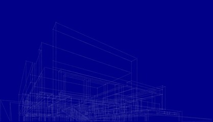 architectural sketch of a house 3d rendering 