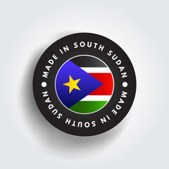 Made in South Sudan text emblem badge, concept background