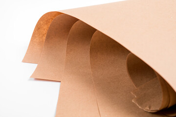 yellow kraft paper isolated on a white background