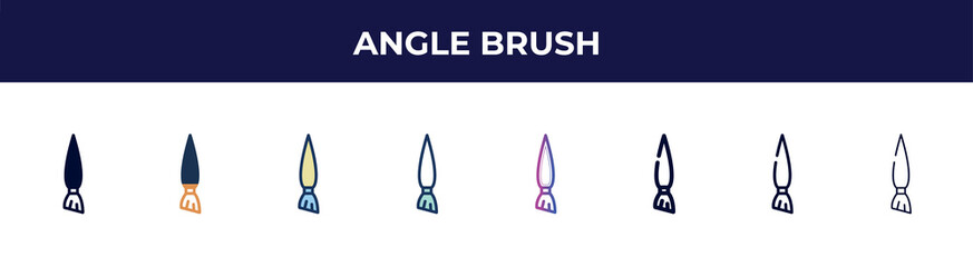 angle brush icon in 8 styles. line, filled, glyph, thin outline, colorful, stroke and gradient styles, angle brush vector sign. symbol, logo illustration. different style icons set.