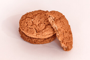 Oatmeal cookies isolated on white background.