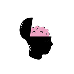 Silhouette of head. Open mind and consciousness. Psychological concept of new knowledge. Flat illustration