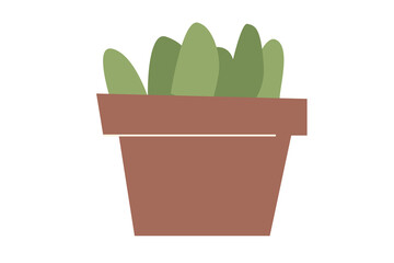 Minimalistic сactus in a pot. Indoor exotic plant in trendy colors. Vector illustration with succulent isolated on white background