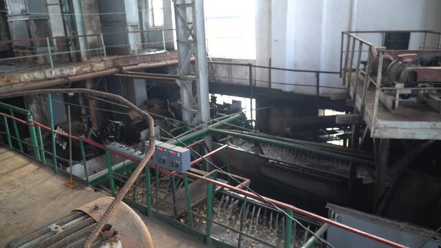 Sugar refinery.Industrial premises sugar factory.  production of sugar from sugar beets