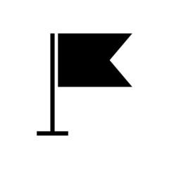 Silhouette icon of a pole and flag. Editable vector.