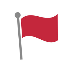 Wavy red flag icon. Vector.