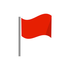 Icon of a red flag fluttering in the wind. Vector.