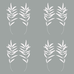 Decorative silhouettes of palm leaves from monochrome colours.
