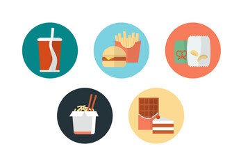 Fast food, beverage, sweets - flat style icon
