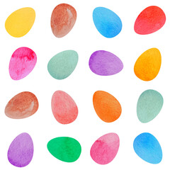 Bright seamless pattern with watercolor Easter eggs. Ideal for celebration card, wrapping paper, textile, wallpaper, web pages background, scrap booking. Seamless easter pattern with eggs.Colorful Egg