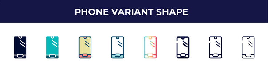 phone variant shape icon in 8 styles. line, filled, glyph, thin outline, colorful, stroke and gradient styles, phone variant shape vector sign. symbol, logo illustration. different style icons set.