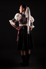 Fototapeta na wymiar Slovak folklore. Slovakian folklore girl.