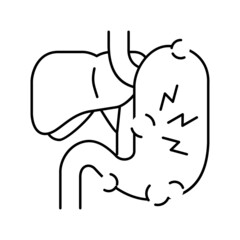 abdominal pain hepatitis line icon vector illustration