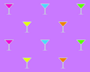 Pattern with cocktail drinks for textiles or other uses in soft colors