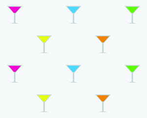 Pattern with cocktail drinks for textiles or other uses in soft colors