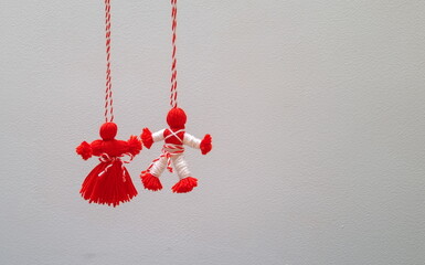 Traditional red and white dolls, symbols of the beginning of spring in the Balkan countries....