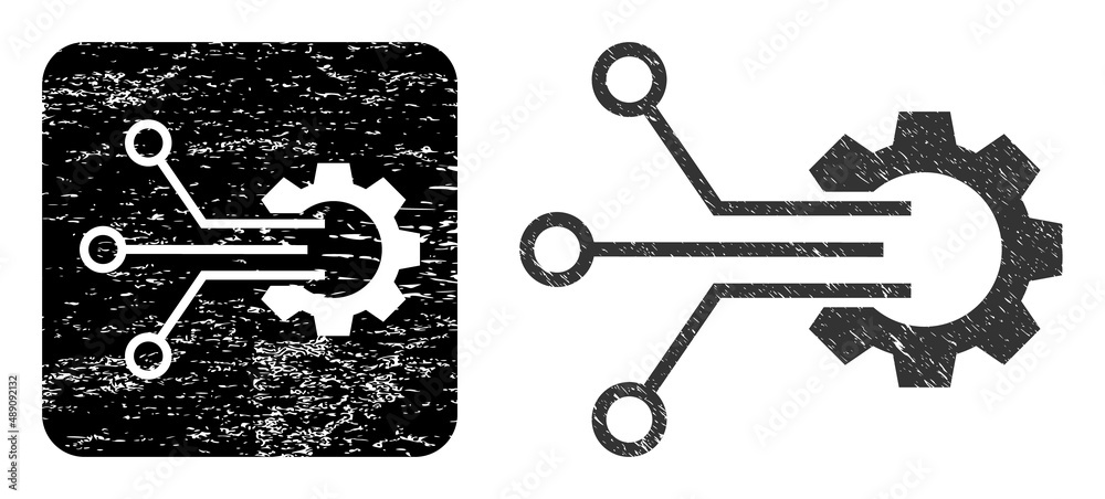 Wall mural vector gear sensor hole icon. grunge gear sensor watermark, done with icon and rounded square. round