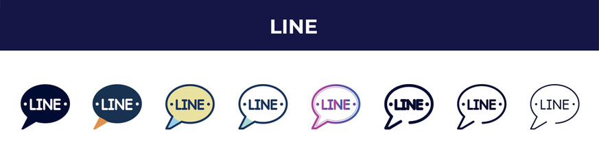 line icon in 8 styles. line, filled, glyph, thin outline, colorful, stroke and gradient styles, line vector sign. symbol, logo illustration. different style icons set.