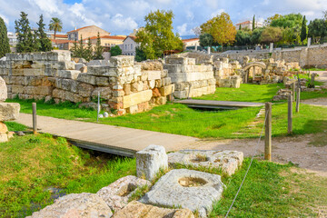 The site of the ancient Eridanos river mentioned in Greek Mythology in the historical cemetery ruins of Kerameiokos, in Athens, Greece.