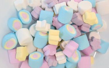 Types of colored marshmallow rotating