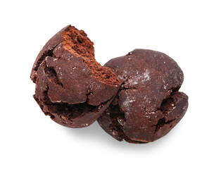 Chocolate brownie cookies on white background