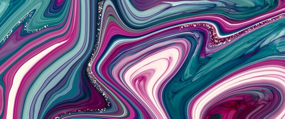 Marble alcohol ink background, magenta and turqoise, teal colormix, unique original watercolour, curved organic texture, golden veins path accent, luxury and minimal liquid wall art decoration	