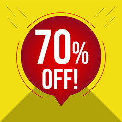 70% off vector illustration promotions with yellow background and a red circle