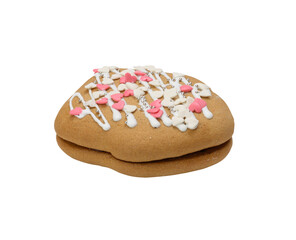 baked christmas gingerbread isolated on white background