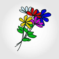 Bouquet flowers on white background Doodles flowers Vector illustration EPS 10