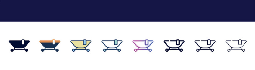 icon in 8 styles. line, filled, glyph, thin outline, colorful, stroke and gradient styles, vector sign. symbol, logo illustration. different style icons