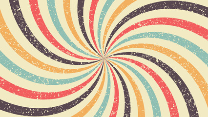 Retro rays, spiral, background. Grunge. The effect is an old banner. Vector illustration.