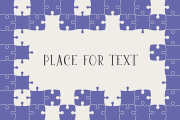 Puzzle, purple. Indented for text. Banner, poster. Vector illustration, background.