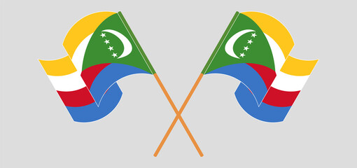 Crossed and waving flags of Comoros