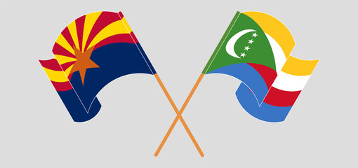 Crossed and waving flags of the State of Arizona and Comoros
