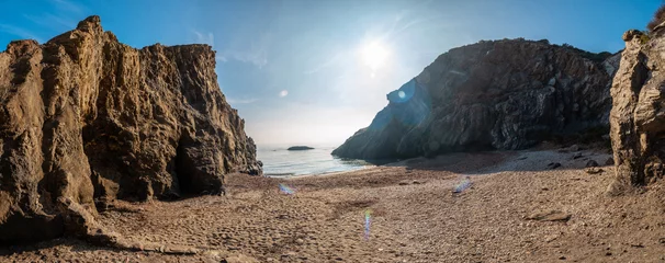 Rolgordijnen Panoramic on the beach in the Almanzora caves, Cala Peñon cut off a virgin and hidden beach in Almería. Mediterranean sea on the coast, Almería © unai