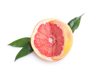 Tasty cut grapefruit on white background