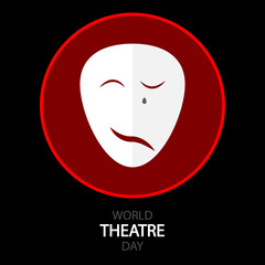 World theater day half mask, vector art illustration.